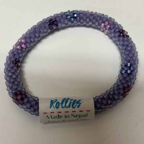 Rollies Other - Flower Power Kid's Rollies Glass Beaded Bracelet Purple NWT